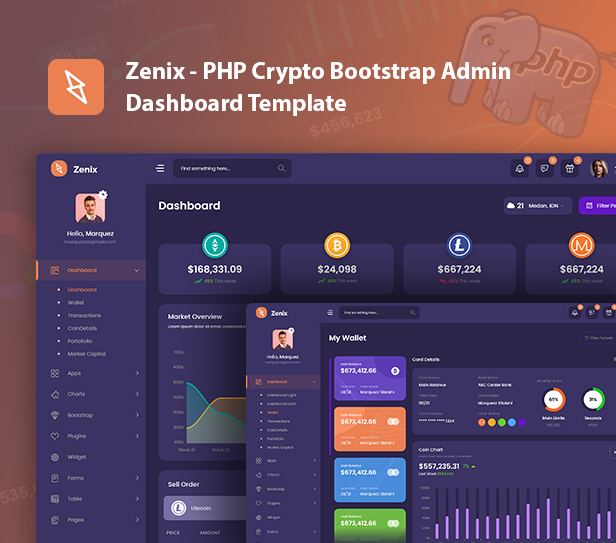Zenix - Crypto Bootstrap PHP Admin Dashboard Template - 1